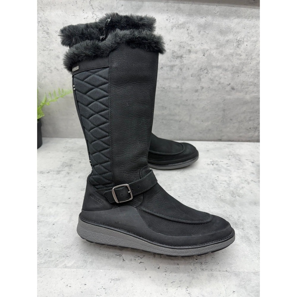 Merrell Women's Black Tremblant Ezra Tall Polar Waterproof Fur Lined Boots 6.5